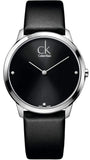 Calvin Klein Minimal Diamonds Black Dial Black Leather Strap Watch for Men - K3M211CS Buy Now By Calvin Klein