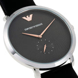 Emporio Armani Modern Slim Quartz Grey Dial Black Leather Strap Watch For Men - AR11162 Buy Now By Emporio Armani
