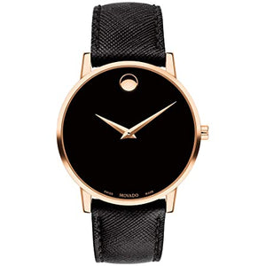 Movado Museum Classic Black Dial Black Leather Strap Watch for Men - 0607196 Buy Now By Movado