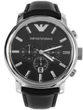 Emporio Armani Classic Chronograph Black Dial Black Leather Strap Watch For Men - AR0431 Buy Now By Emporio Armani