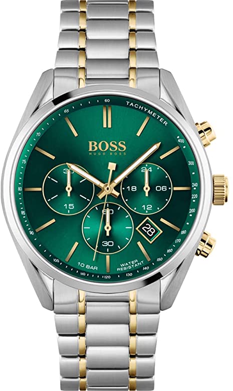 Hugo Boss Champion Chronograph Green Dial Two Tone Steel Strap Watch for Men - 1513878 Buy Now By Hugo Boss