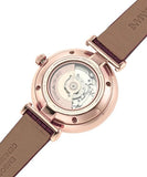 Emporio Armani Meccanico Automatic Silver Dial Burgundy Leather Strap Watch For Women - AR60044 Buy Now By Emporio Armani