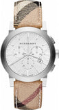 Burberry The City Chronograph White Dial Haymarket Leather Strap Watch For Men - BU9360 Buy Now By Burberry