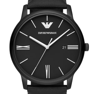 Emporio Armani Minimalist Analog Black Dial Black Leather Strap Watch For Men - AR11573 Buy Now By Emporio Armani