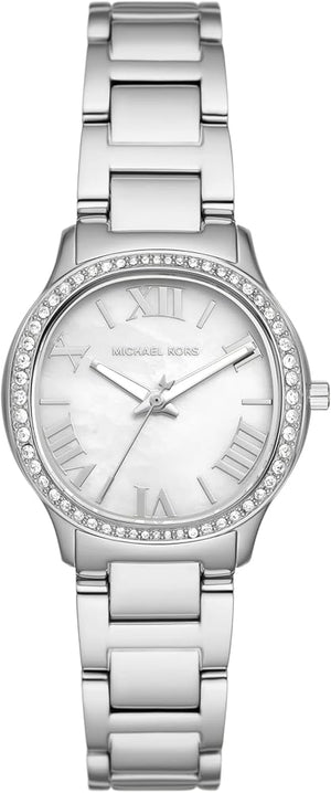 Michael Kors Sage Three-Hand Mother of Pearl White Dial Silver Steel Strap Watch for Women - MK4824 Buy Now By Michael Kors