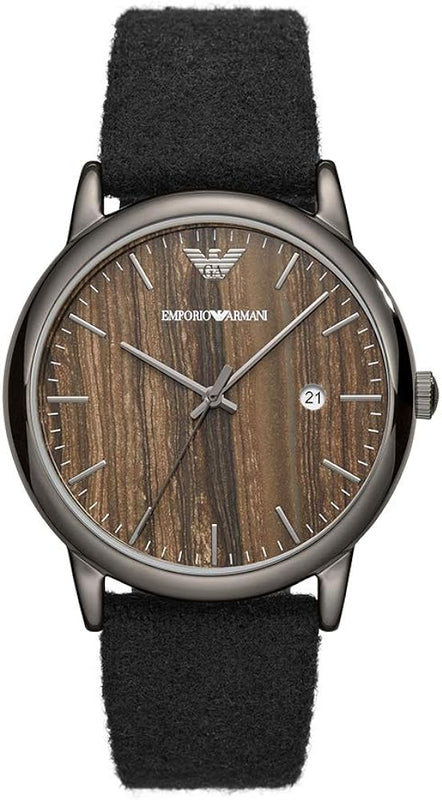 Emporio Armani Luigi Analog Brown Dial Black Leather Strap Watch For Men - AR11156 Buy Now By Emporio Armani