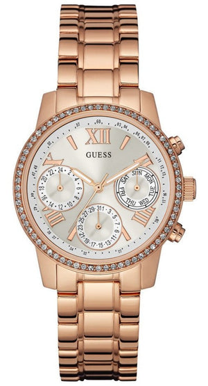 Guess Mini Surprise Analog Silver Dial Rose Gold Steel Strap Watch For Women - W0623L2 Buy Now By Guess