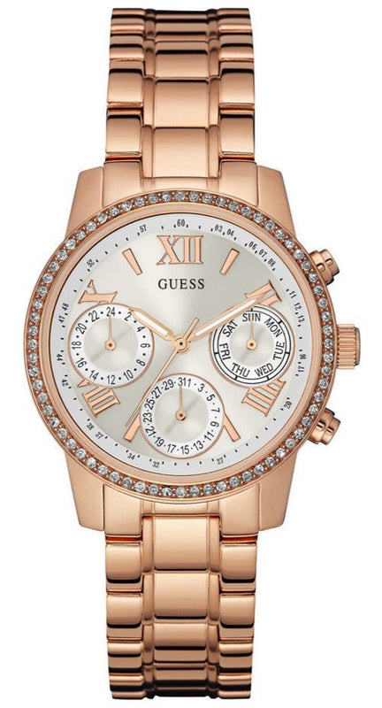 Guess Mini Surprise Analog Silver Dial Rose Gold Steel Strap Watch For Women - W0623L2 Buy Now By Guess