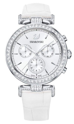 Swarovski Era Journey Silver Dial White Leather Strap Watch for Women - 5295346 Buy Now By Swarovski