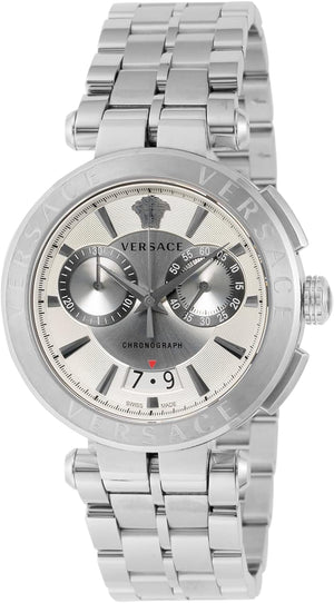 Versace Aion Chronograph White Dial Silver Steel Strap Watch for Men - VBR040017 Buy Now By Versace
