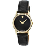 Movado Museum Black Dial Black Leather Strap Watch For Women - 2100006 Buy Now By Movado