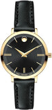 Movado Ultra Slim Black Dial Black Leather Strap Watch For Women - 0607095 Buy Now By Movado