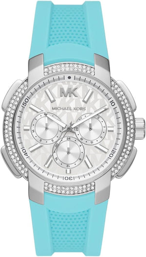 Michael Kors Sidney Multifunction Analog White Dial Turquoise Silicone Strap Watch For Women - MK7246 Buy Now By Michael Kors