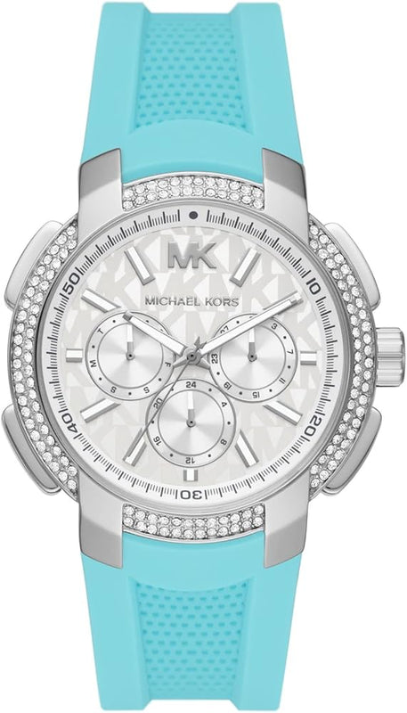 Michael Kors Sidney Multifunction Analog White Dial Turquoise Silicone Strap Watch For Women - MK7246 Buy Now By Michael Kors