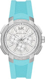 Michael Kors Sidney Multifunction Analog White Dial Turquoise Silicone Strap Watch For Women - MK7246 Buy Now By Michael Kors