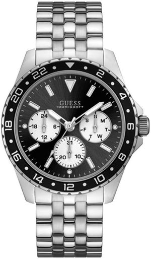 Guess Odyssey Black Dial Silver Steel Strap Watch For Men - W1107G1 Buy Now By Guess