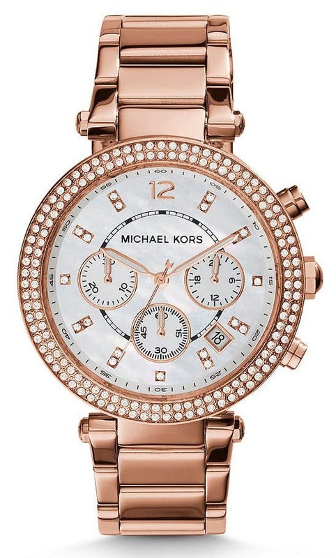 Michael Kors Parker White Dial with Diamonds Rose Gold Steel Strap Watch for Women - MK5491 Buy Now By Michael Kors