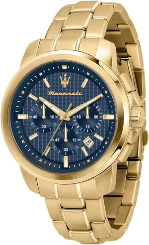 Maserati Successo Chronograph Blue Dial Gold Steel Strap Watch For Men - R8873621021 Buy Now By Maserati