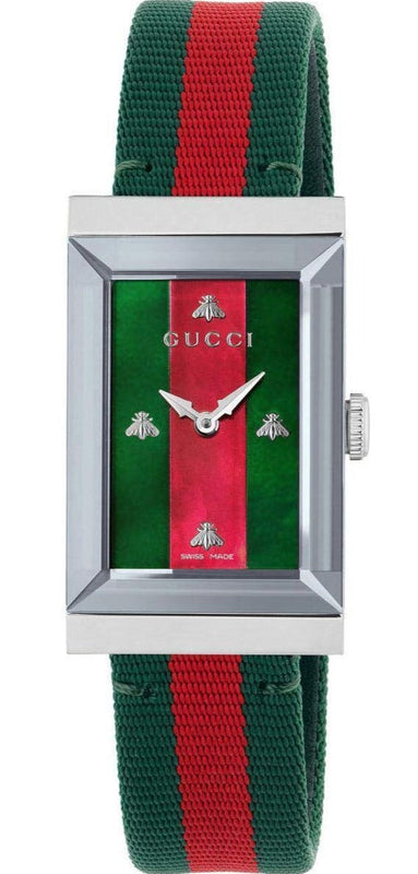 Gucci G-Frame Mother of Pearl Dial Two Tone Nylon Strap Watch For Women - YA147404 Buy Now By Gucci