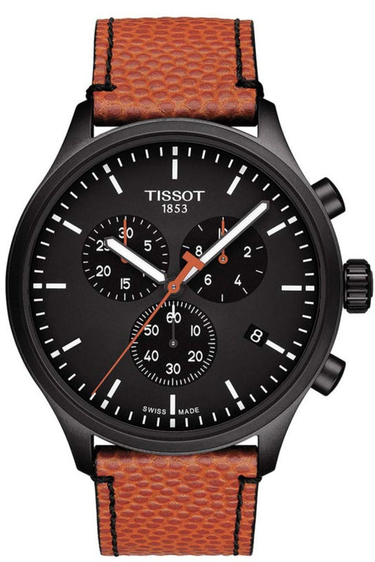 Tissot Chrono XL NBA Special Edition Black Dial Brown Leather Strap Watch for Men - T116.617.36.051.12 Buy Now By Tissot