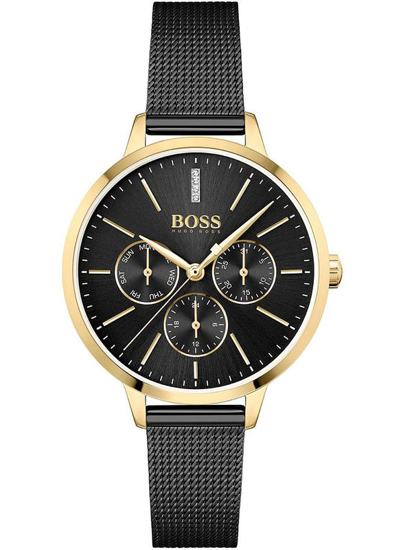 Hugo Boss Symphony Black Dial Black Mesh Bracelet Watch for Women - 1502601 Buy Now By Hugo Boss