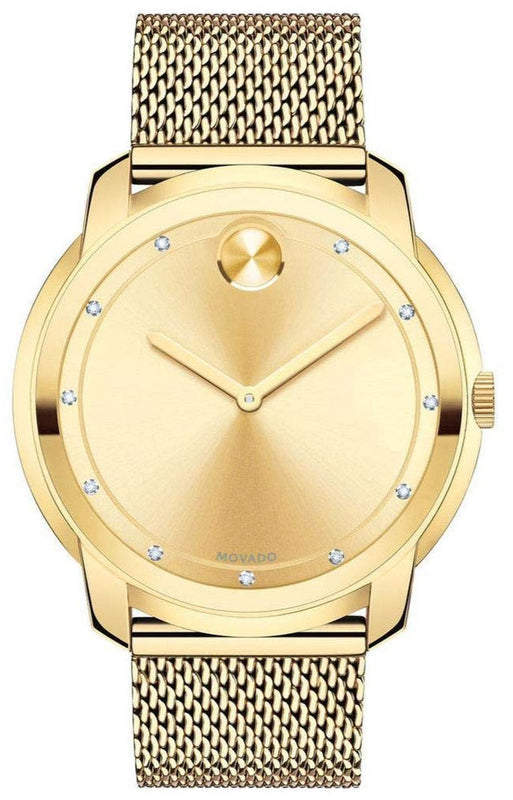 Movado Bold Diamonds Gold Dial Gold Mesh Bracelet Watch For Men - 3600460 Buy Now By Movado