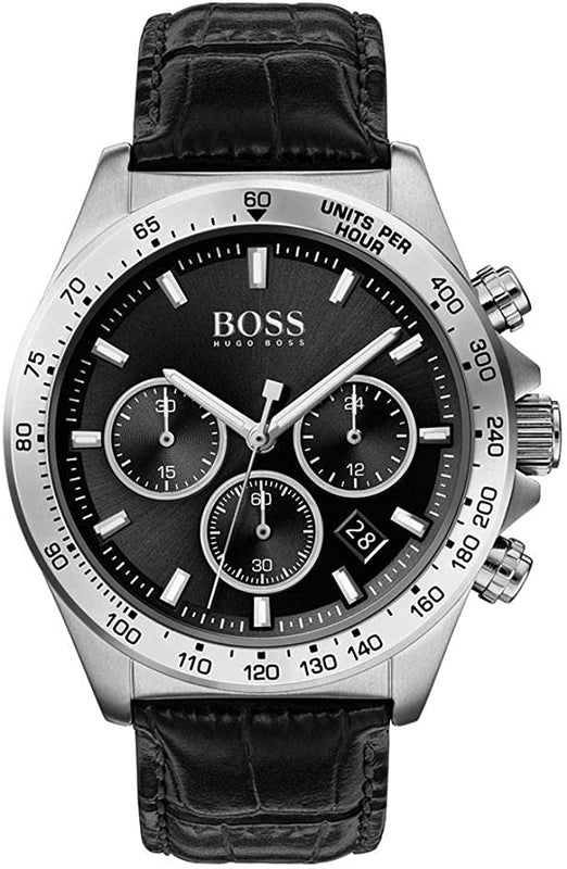 Hugo Boss Hero Chronograph Black Dial Black Leather Strap Watch For Men - 1513752 Buy Now By Hugo Boss