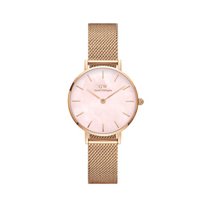 Daniel Wellington Petite Melrose Mother of Pearl Pink Dial Pink Mesh Strap Watch For Women - DW00100513 Buy Now By Daniel Wellington