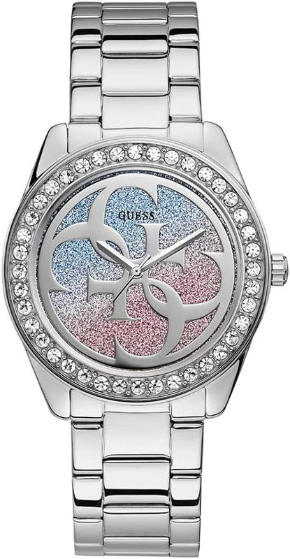 Guess G Twist Diamonds Silver Dial Silver Steel Strap Watch For Women - W1201L1 Buy Now By Guess