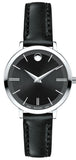 Movado Ultra Slim Black Dial Black Leather Strap Watch For Women - 0607094 Buy Now By Movado