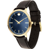 Movado Ultra Slim Blue Dial Brown Leather Strap Watch For Women - 0607092 Buy Now By Movado