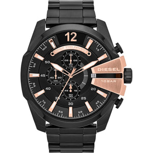 Diesel Mega Chief Chronograph Black Dial Black Steel Strap Watch For Men - DZ4309 Buy Now By Diesel
