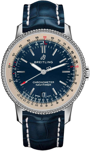 Breitling Navitimer Automatic 38mm Blue Dial Blue Leather Strap Mens Watch - A17325211C1P1 Buy Now By Breitling