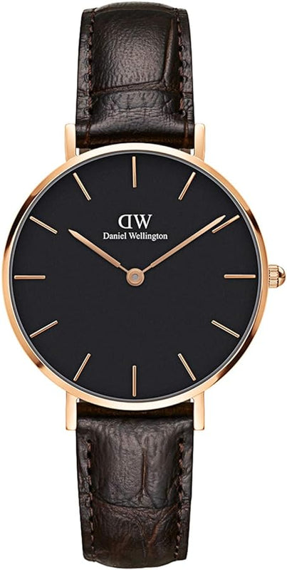 Daniel Wellington Classic Petite York Black Dial Brown Leather Strap Watch For Women - DW00100170 Buy Now By Daniel Wellington