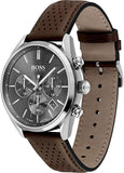Hugo Boss Champion Grey Dial Brown Leather Strap Watch for Men - 1513815 Buy Now By Hugo Boss