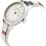 Burberry The Classic Guilloche Silver Dial Grey Leather Strap Watch for Women - BU10113 Buy Now By Burberry