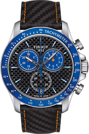 Tissot V8 Alpine Carbon Chronograph Black Dial Black Leather Strap Watch For Men - T106.417.16.201.00 Buy Now By Tissot