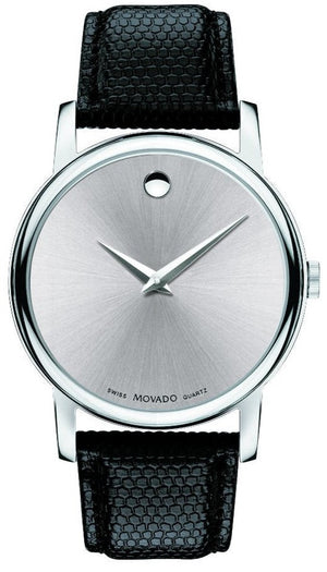 Movado Museum Quartz Silver Dial Black Leather Strap Watch For Men - 2100001 Buy Now By Movado