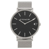 Coach Charles Black Dial Silver Mesh Bracelet Watch for Men - 14602144 Buy Now By Coach