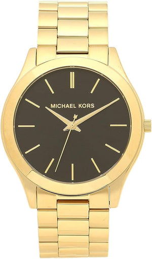 Michael Kors Slim Runway Quartz Black Dial Gold Steel Strap Watch For Men - MK8621 Buy Now By Michael Kors