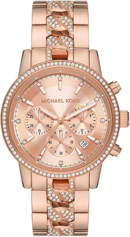Michael Kors Ritz Chronograph Rose Gold Dial Rose Gold Steel Strap Watch For Women - MK7223 Buy Now By Michael Kors