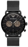 Emporio Armani Aviator Black Dial Black Mesh Bracelet Watch For Men - AR11142 Buy Now By Emporio Armani
