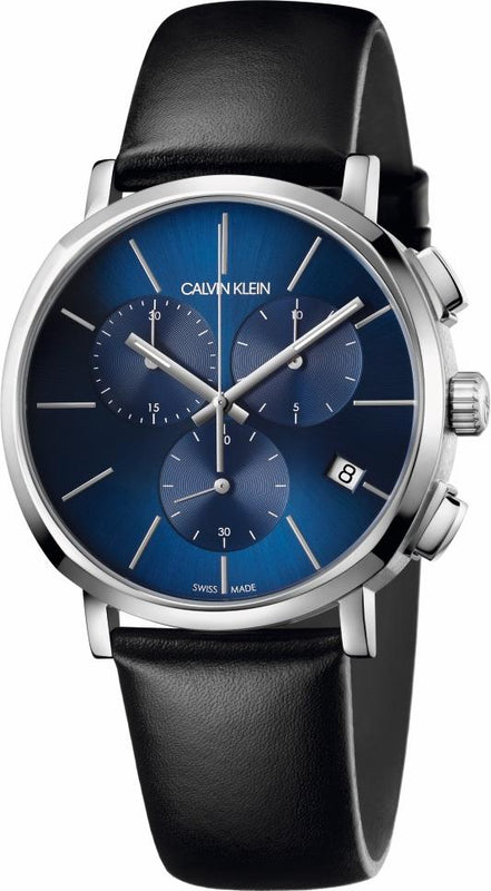 Calvin Klein Chronograph Blue Dial Black Leather Strap Watch for Men - K8Q371CN Buy Now By Calvin Klein