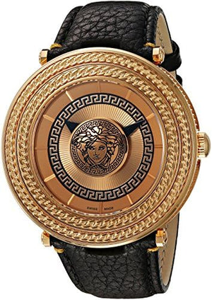 Versace V Metal Icon Black Dial Black Leather Strap Watch For Men - VQL020015 Buy Now By Versace