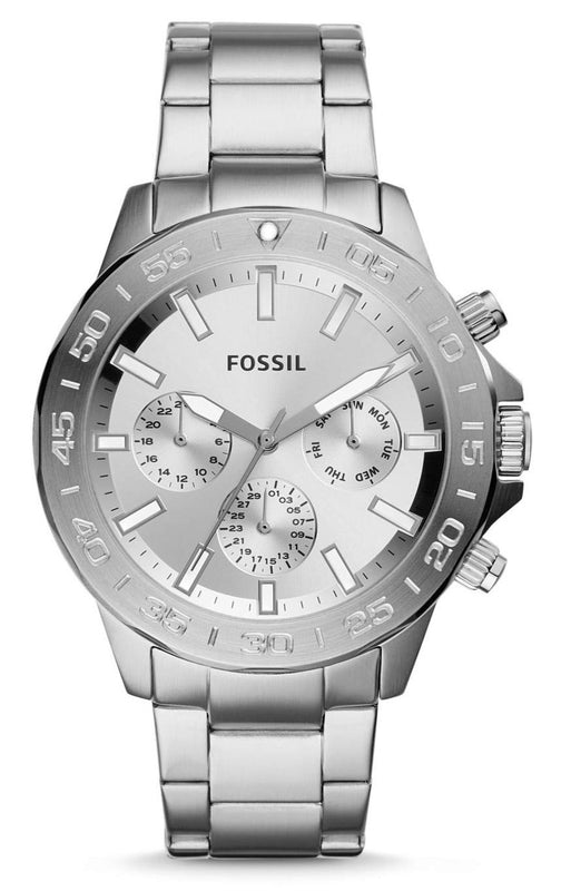 Fossil Bannon Multifunction Chronograph Silver Dial Silver Steel Strap Watch for Men - BQ2490 Buy Now By Fossil
