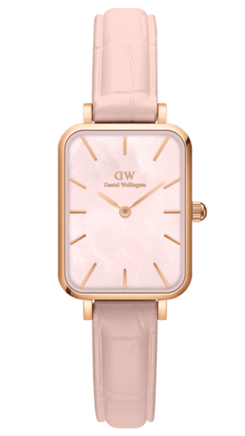 Daniel Wellington Quadro Pressed Mother of Pearl Pink Dial Pink Leather Strap Watch For Women - DW00100508 Buy Now By Daniel Wellington