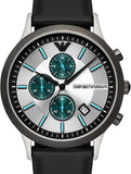 Emporio Armani Renato Chronograph Silver Dial Black Leather Strap Watch for Men - AR11473 Buy Now By Emporio Armani