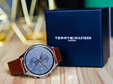 Tommy Hilfiger West Chronograph Grey Dial Brown Leather Strap Watch For Men - 1791710 Buy Now By Tommy Hilfiger