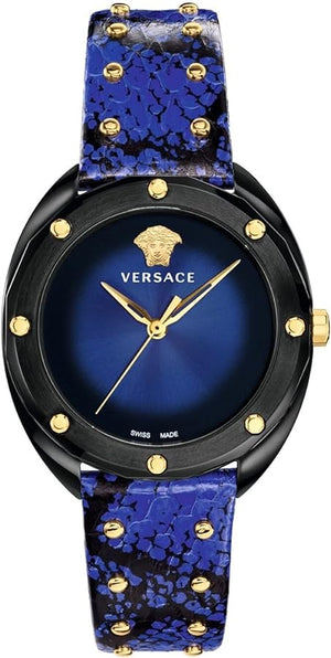 Versace Shadov Quartz Black Dial Blue Leather Strap Watch for Men - VEBM00418 Buy Now By Versace