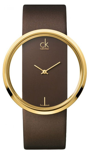 Calvin Klein Glam Transparent Dial Brown Leather Strap Watch for Women - K9423503 Buy Now By Calvin Klein